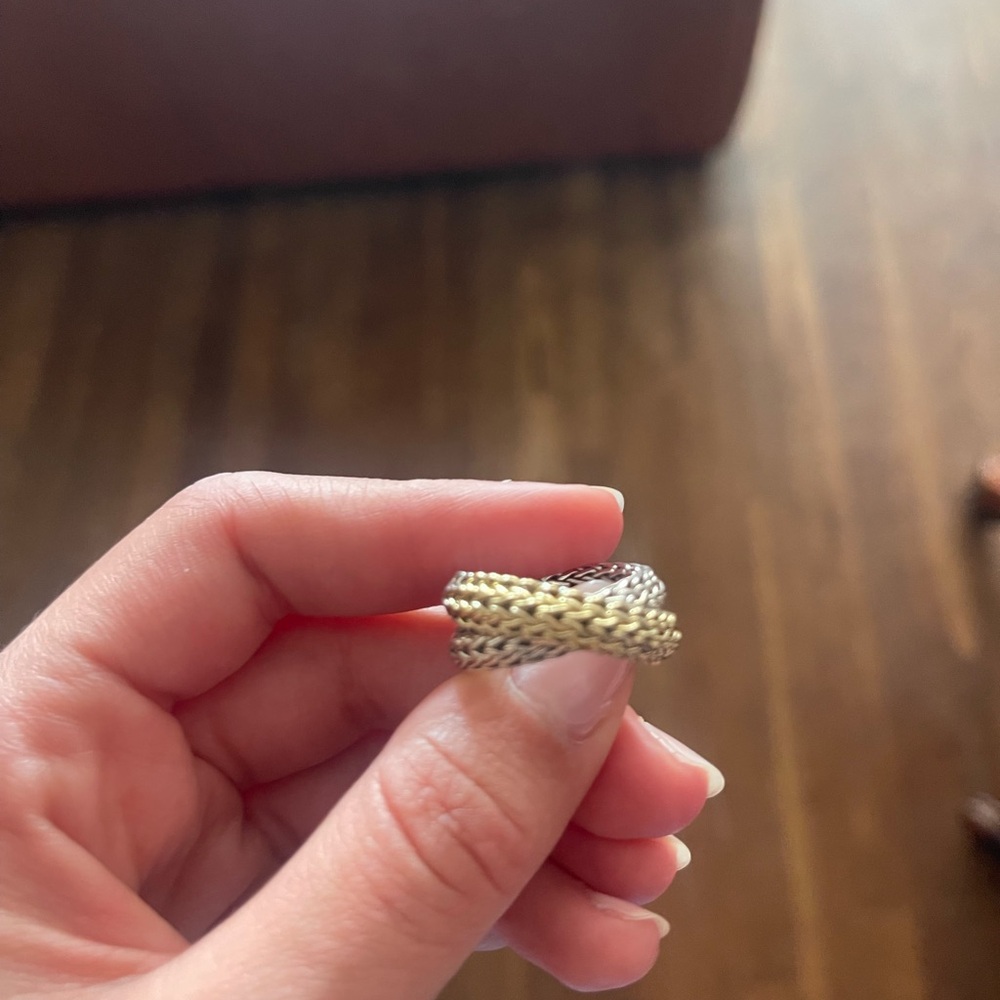 John Hardy 18K Gold and Sterling Silver Braided Ring - Picture 7 of 13